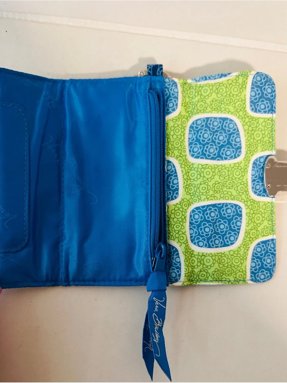 Vera Bradley Blue & Lime  green Quilted Key wallet